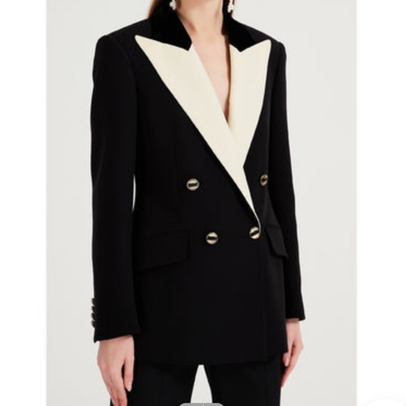 Gucci Jackets & Blazers - Gucci Fine Wool Silk Cady Blazer Black Cream Size 40  New With Tags